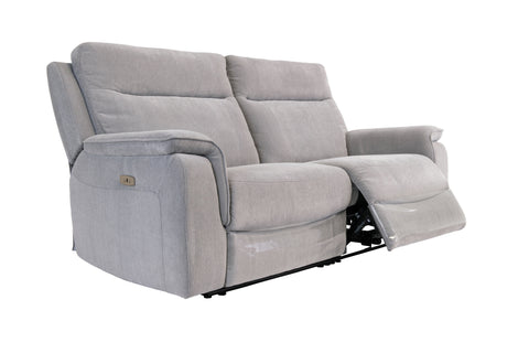 Electric 3-Seater Recliner Sofa in Silver Grey Fabric