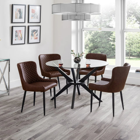 Hayden Round Glass Table - Glass and Black - HAY301