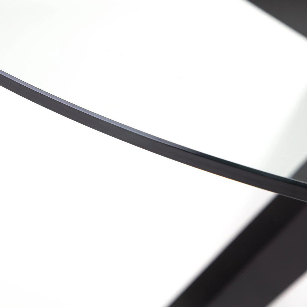 Hayden Round Glass Table - Glass and Black - HAY301