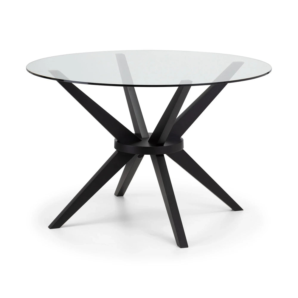 Hayden Round Glass Table - Glass and Black - HAY301