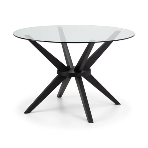 Hayden Round Glass Table - Glass and Black - HAY301