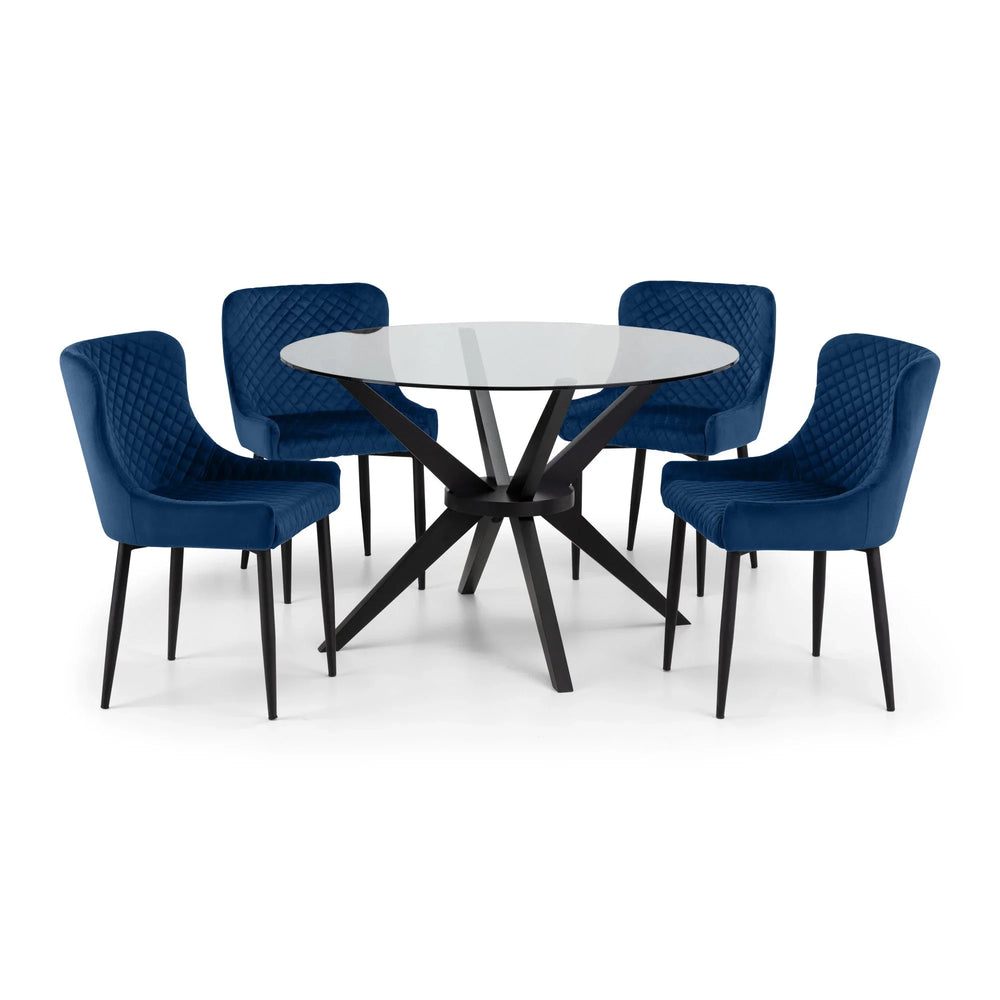 Hayden Round Glass Table - Glass and Black - HAY301