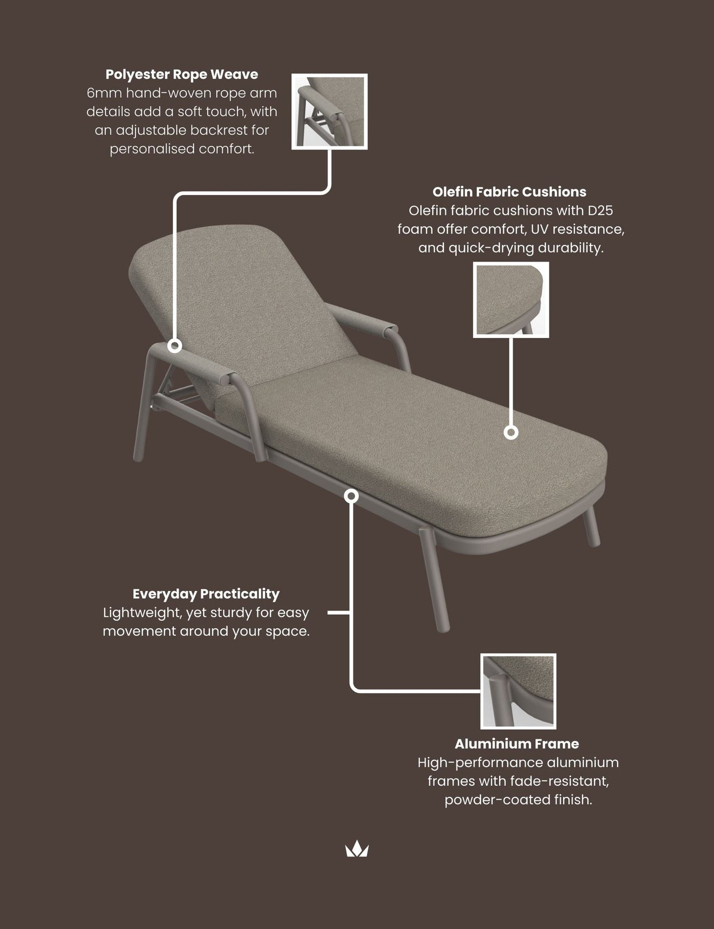 Image of HAZE Cocoa Sunlounger Pack of 2