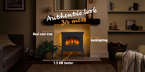 Hinton Cast Iron Electric Stove - Technical Drawing