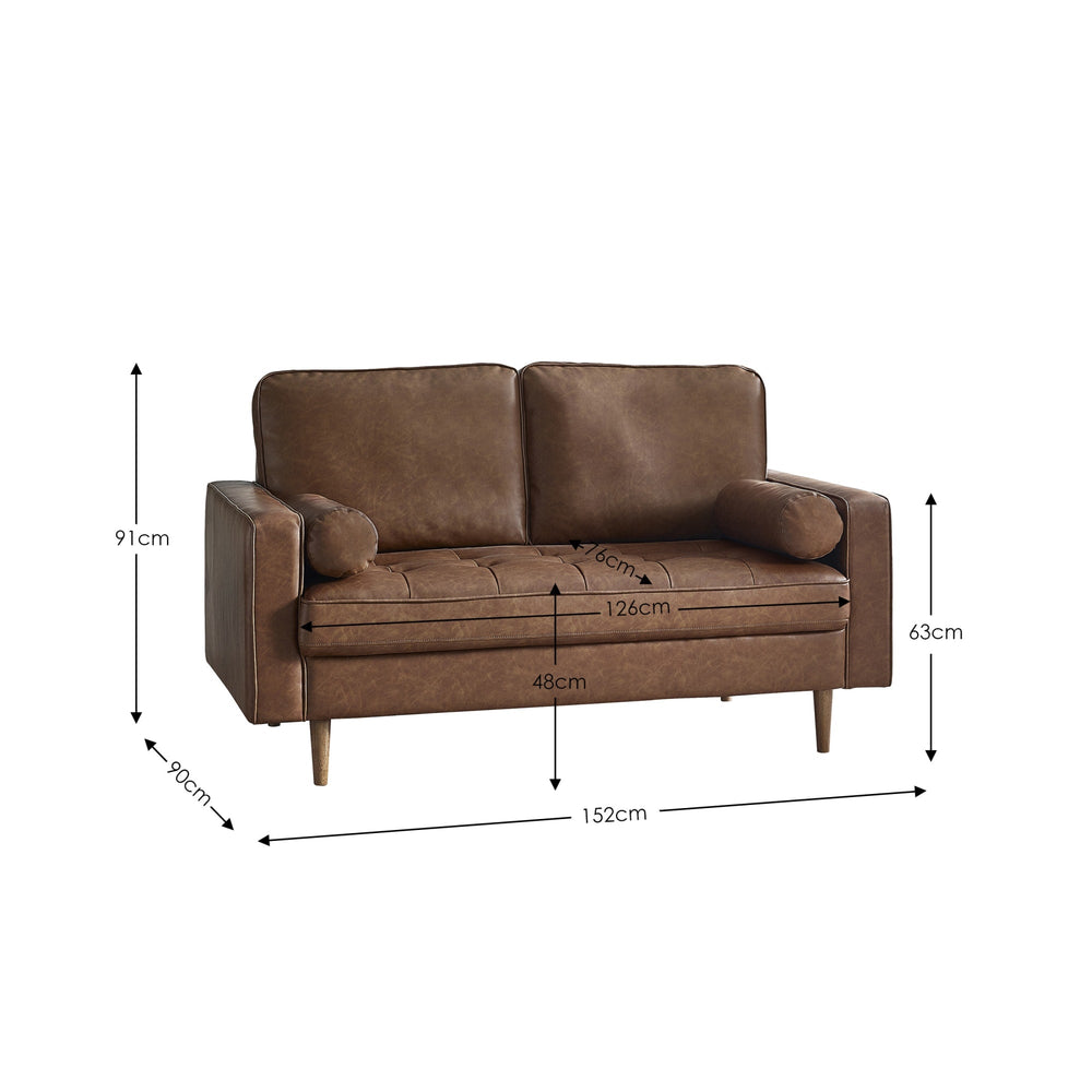 Henley 2 Seater Sofa With Bolsters - Brown - HEN301