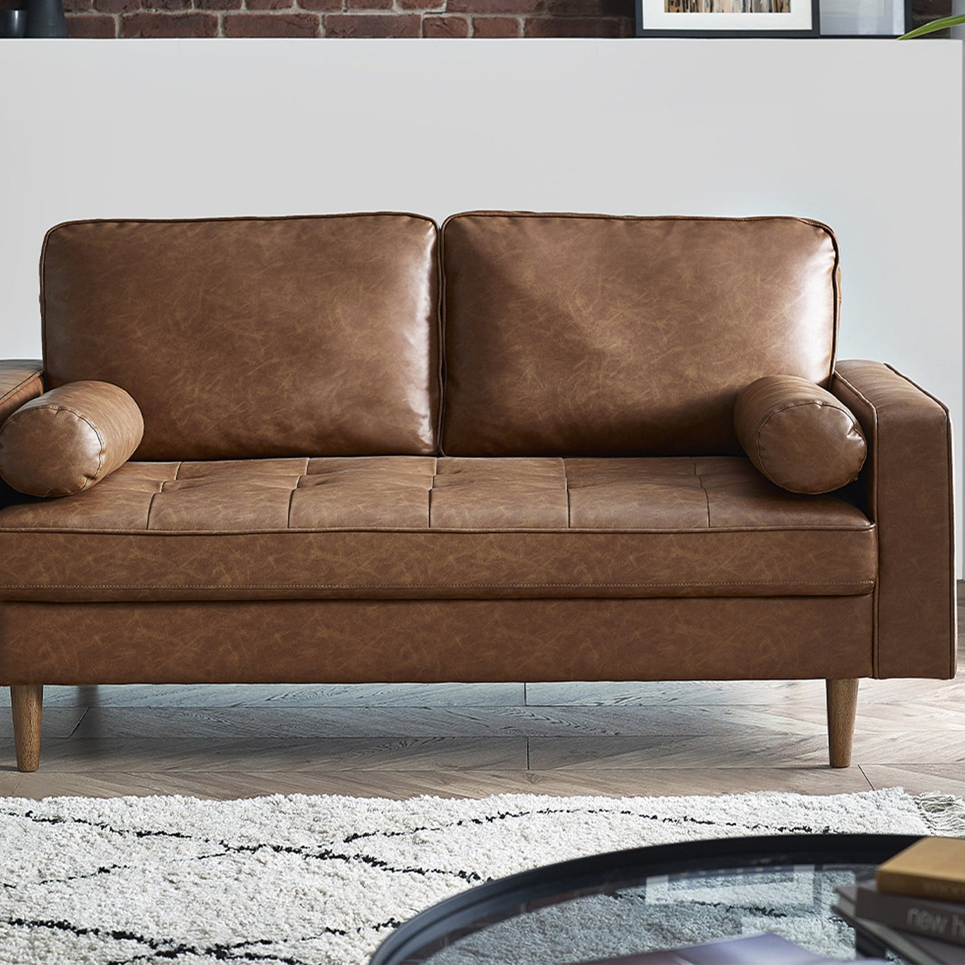 Henley 3 Seater Sofa With Bolsters - Brown - HEN302
