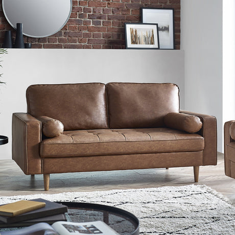 Henley 3 Seater Sofa With Bolsters - Brown - HEN302