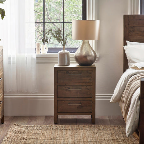 Heritage 3 Drawer Bedside - Brown - HER211