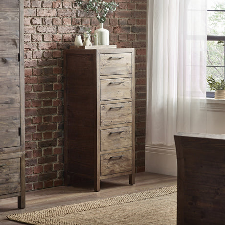 Heritage 5 Drawer Tallboy - Brown - HER213