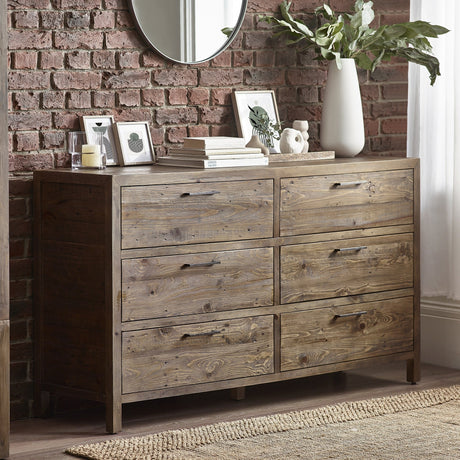 Heritage 6 Drawer Wide Chest - Brown - HER214
