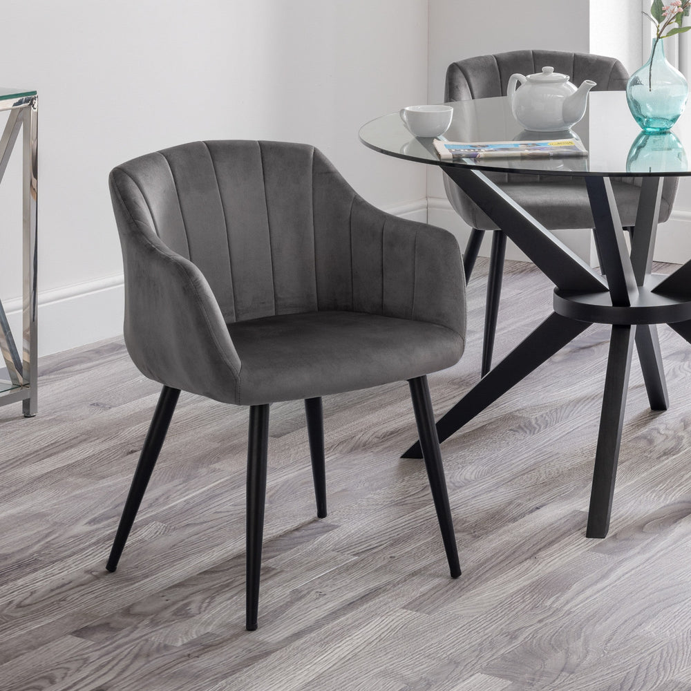 Hobart Scalloped Dining Chair (Set of 2) - Grey - HOB002