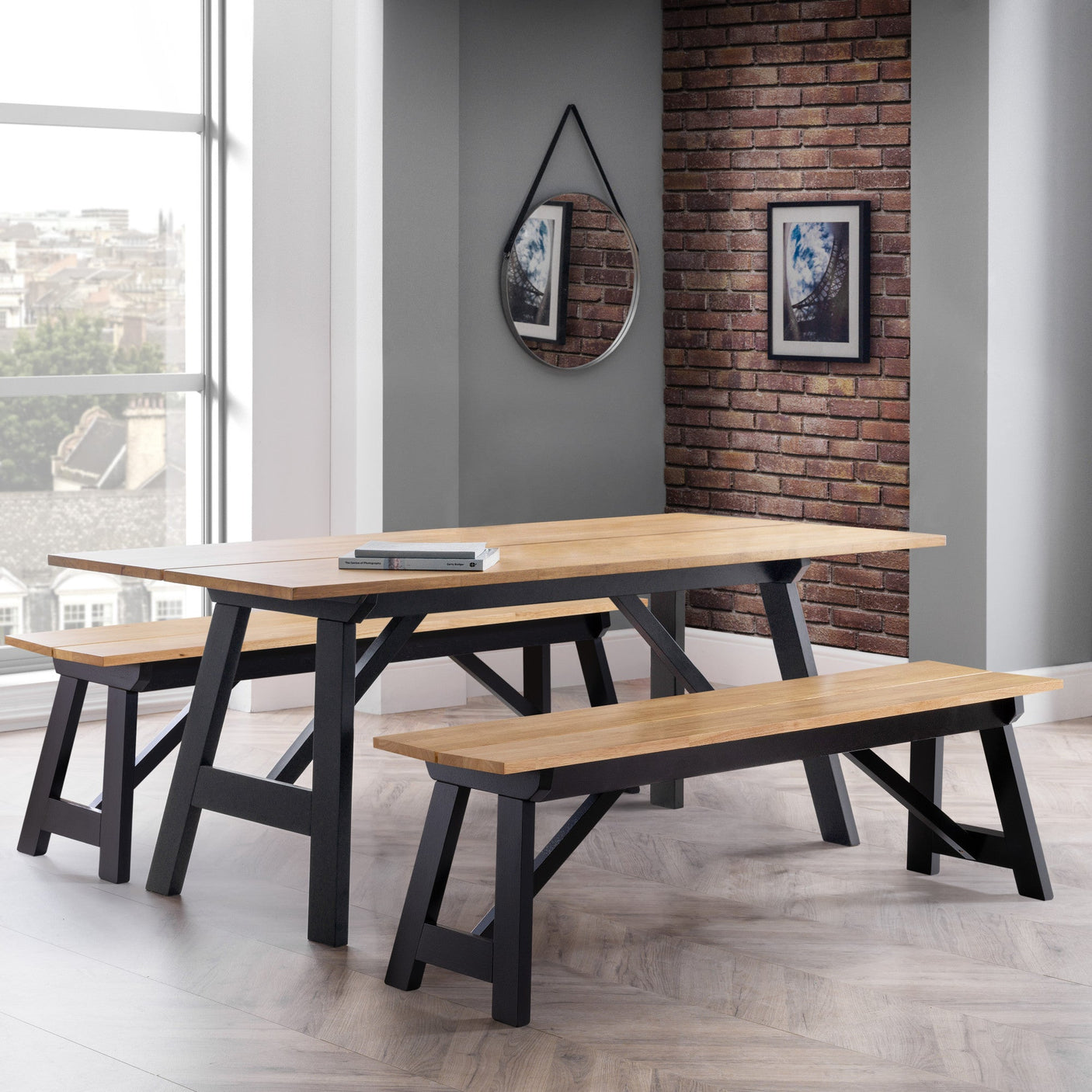 Hockley Table - Light Brown and Black - HOC001