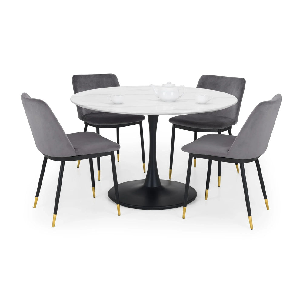 Holland Round Pedestal Table - Black and White - HOL001