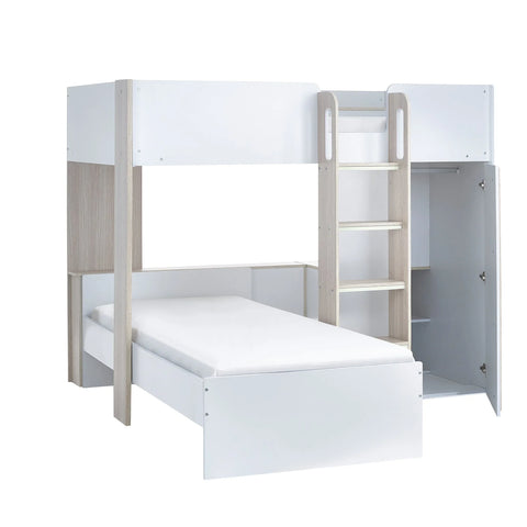 Horizon Bunk Bed - White and Light Brown - HOR201