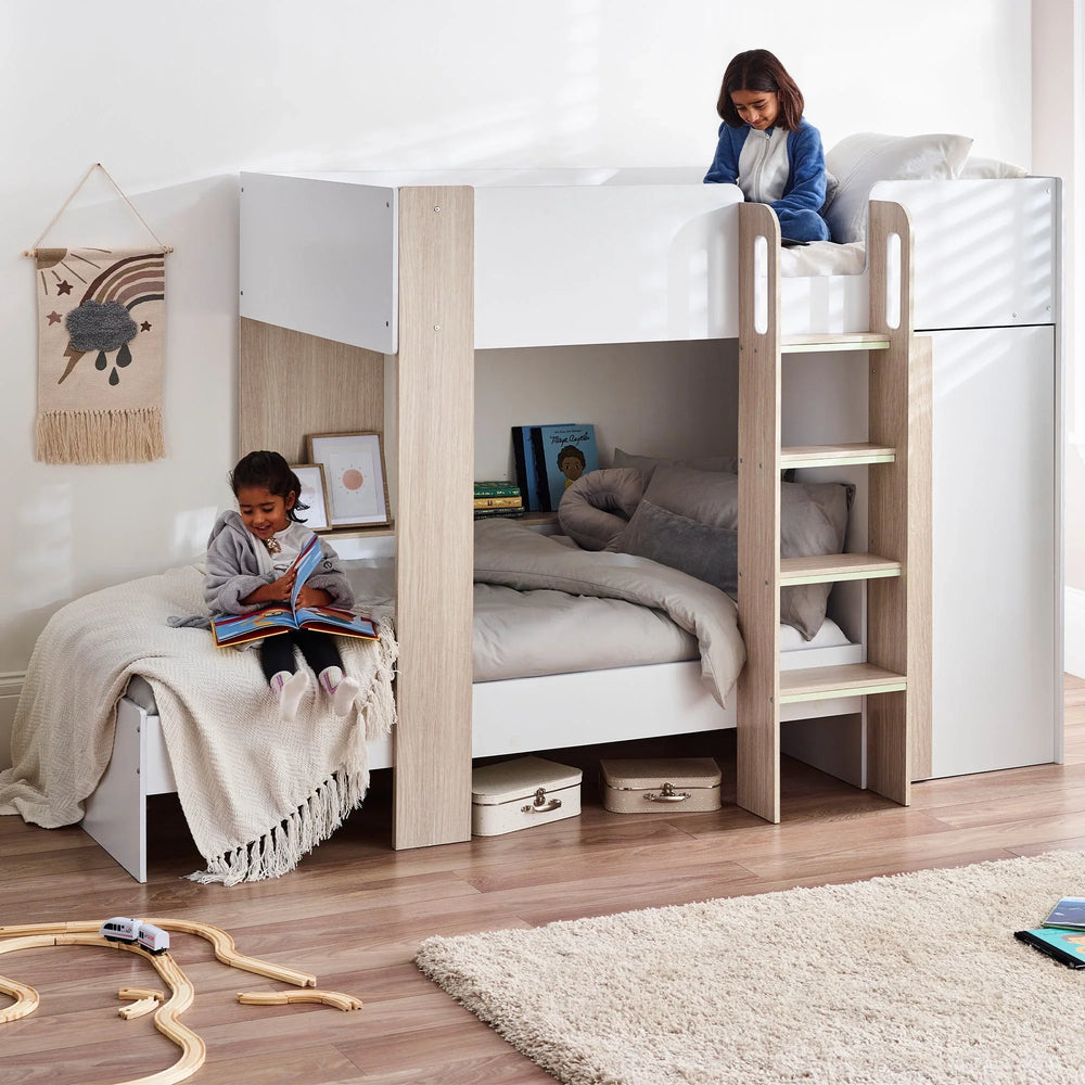 Horizon Bunk Bed - White and Light Brown - HOR201
