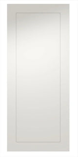 White primed internal door with simple single panel design, shown front facing