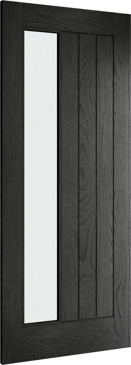 High Performance Oak Door - HP22 Clear Glazed - Brushed Black Oak