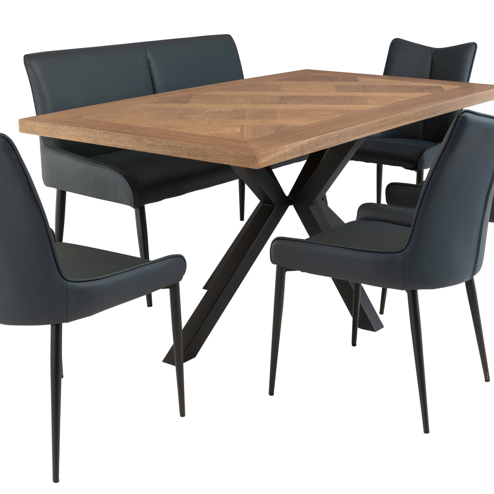 Teal Upholstered Dining Chair with Black Legs - Modern Design