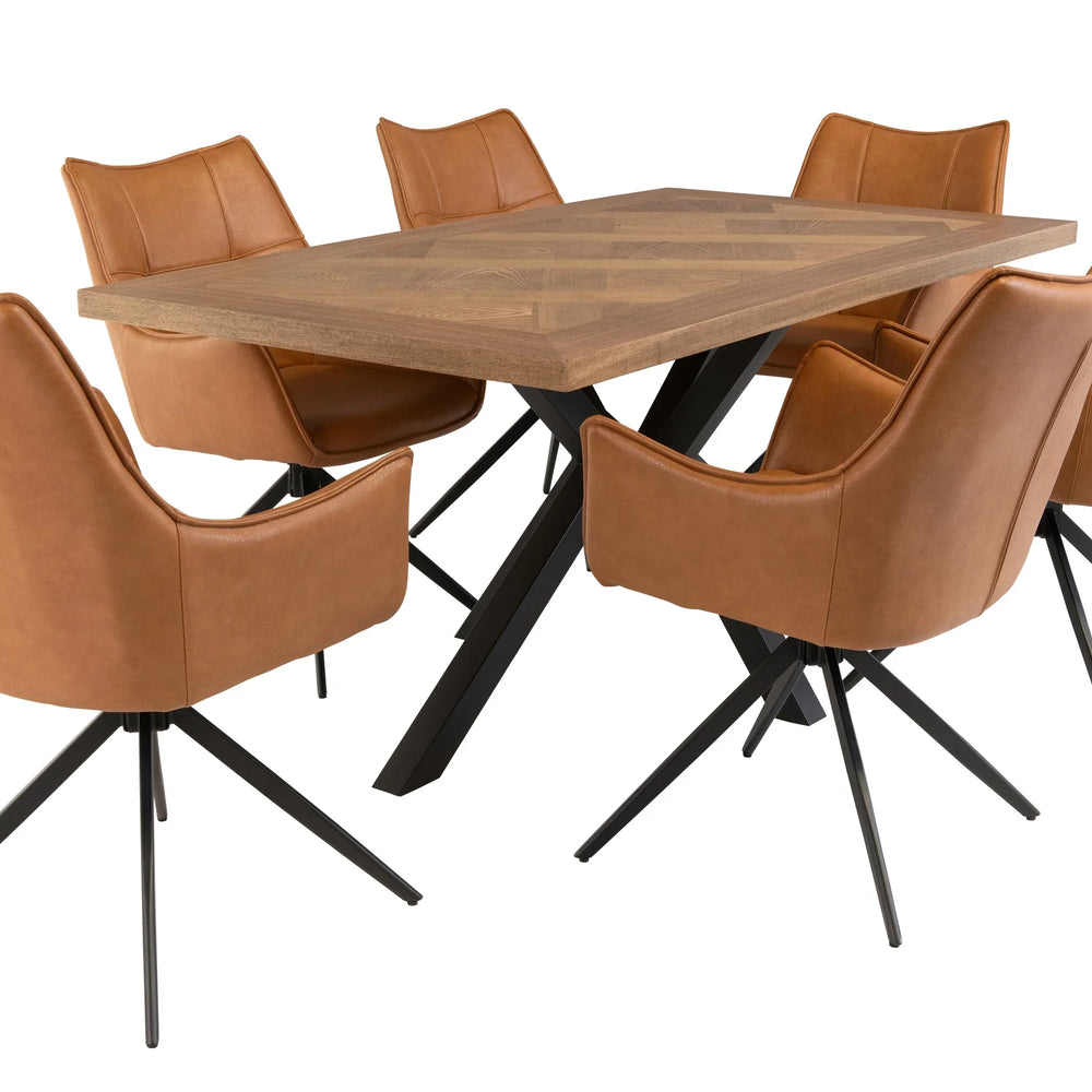 Stylish 1.6m Oak Veneer Dining Table for Modern Homes