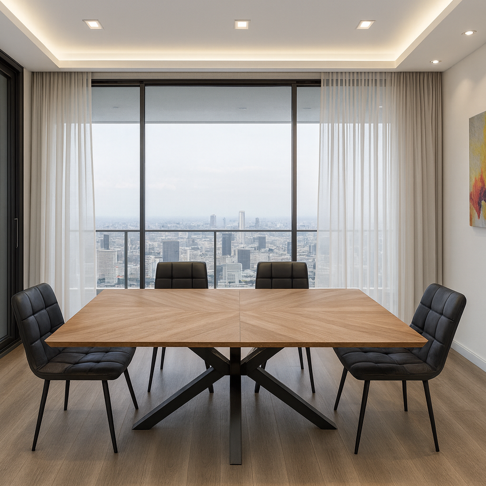 Hendrik 1.6 Metre Table Walnut with 4 Fredrik PU Chairs