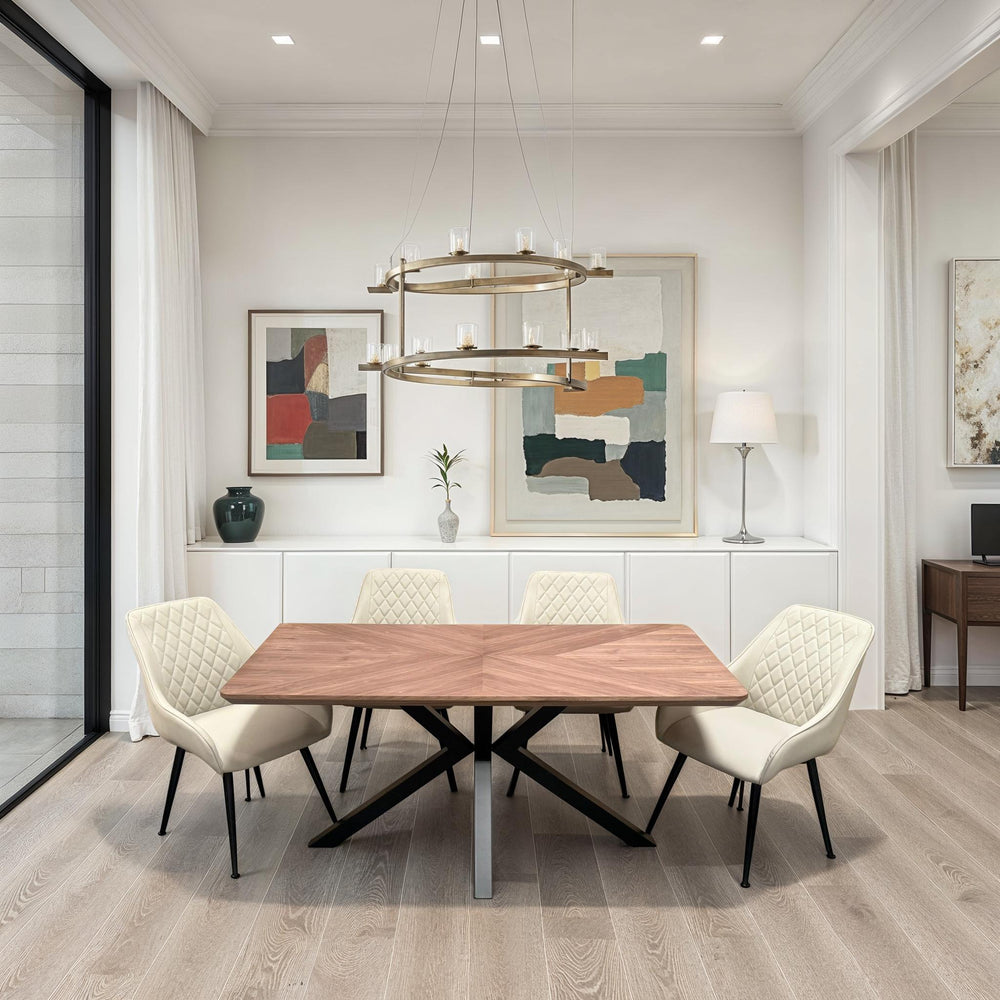 Hendrik 1.6 Metre Table Walnut with 4 Fredrik PU Chairs