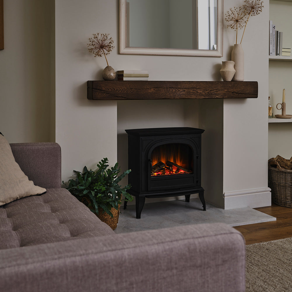 Hinton Cast Iron Electric Stove - Side View