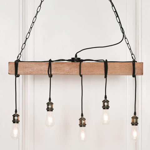 Industrial Style Wooden Ceiling light