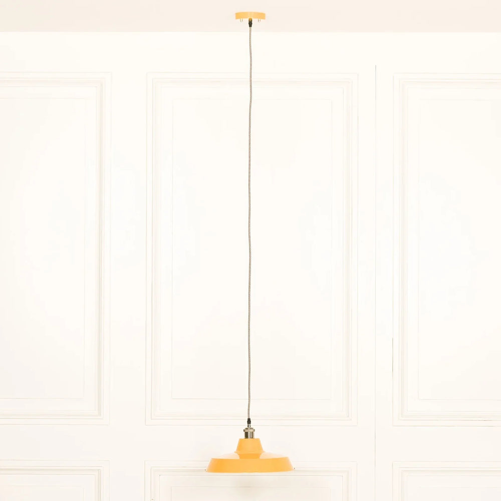 Factory Style Mustard Yellow Enamel Painted 36cm Pendant Light