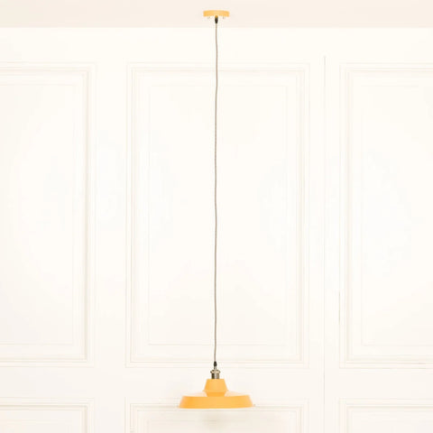 Factory Style Mustard Yellow Enamel Painted 36cm Pendant Light