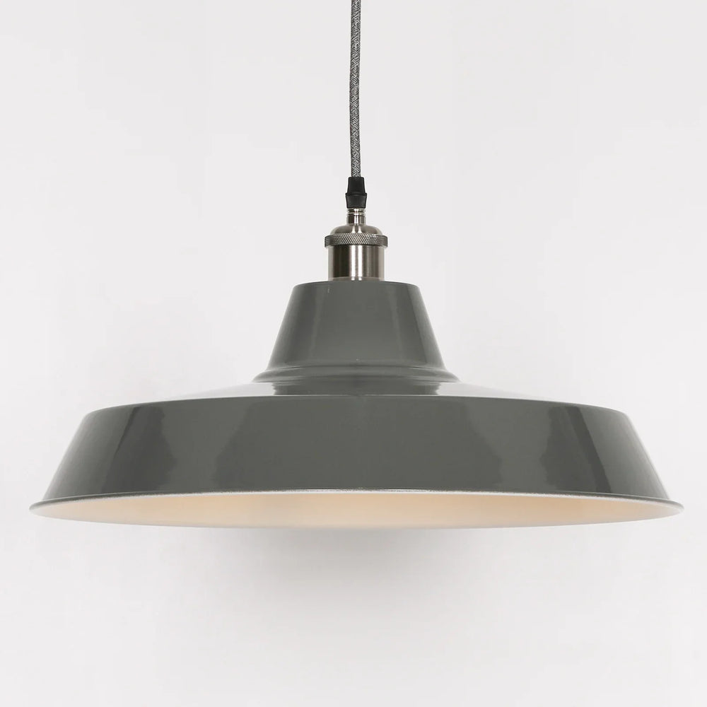Factory Style Grey Enamel Painted 46cm Pendant Light