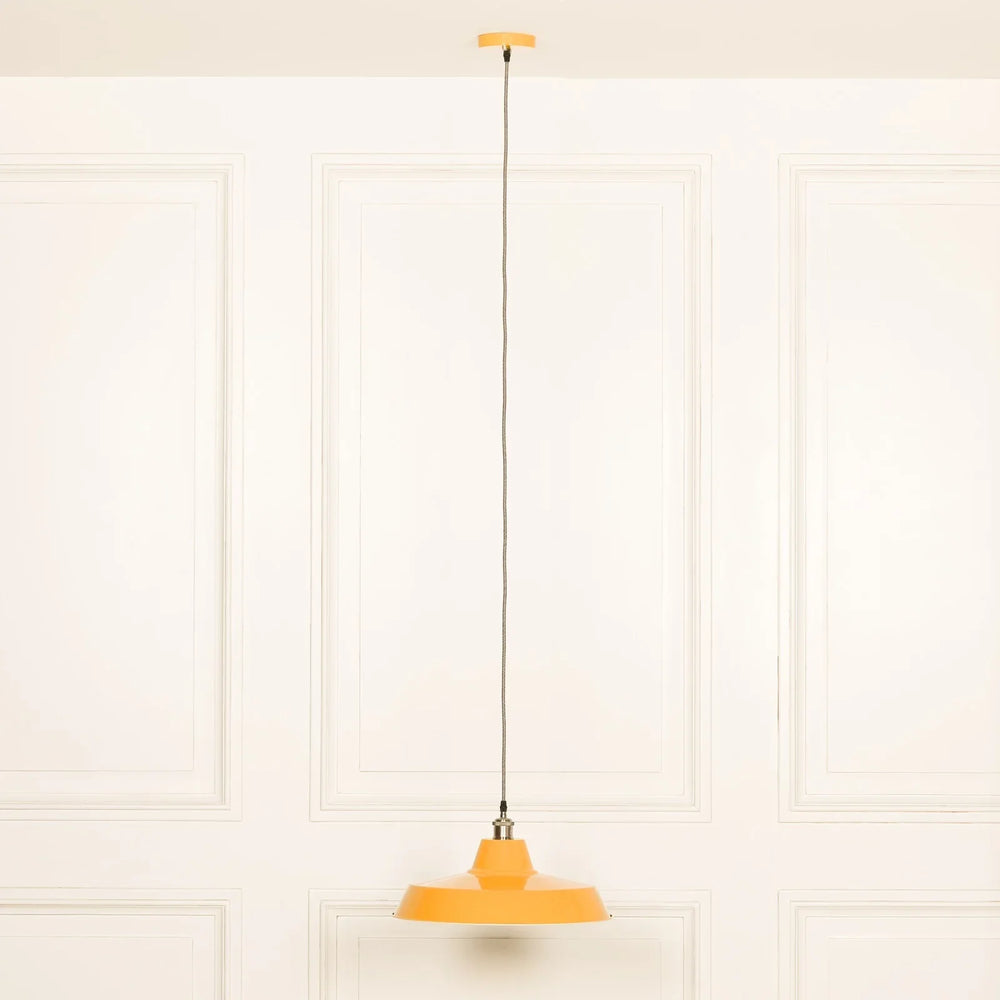 Factory Style Mustard Yellow Enamel Painted 46cm Pendant Light