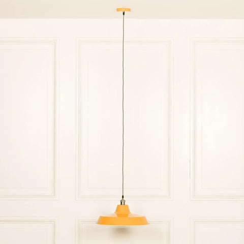 Factory Style Mustard Yellow Enamel Painted 46cm Pendant Light
