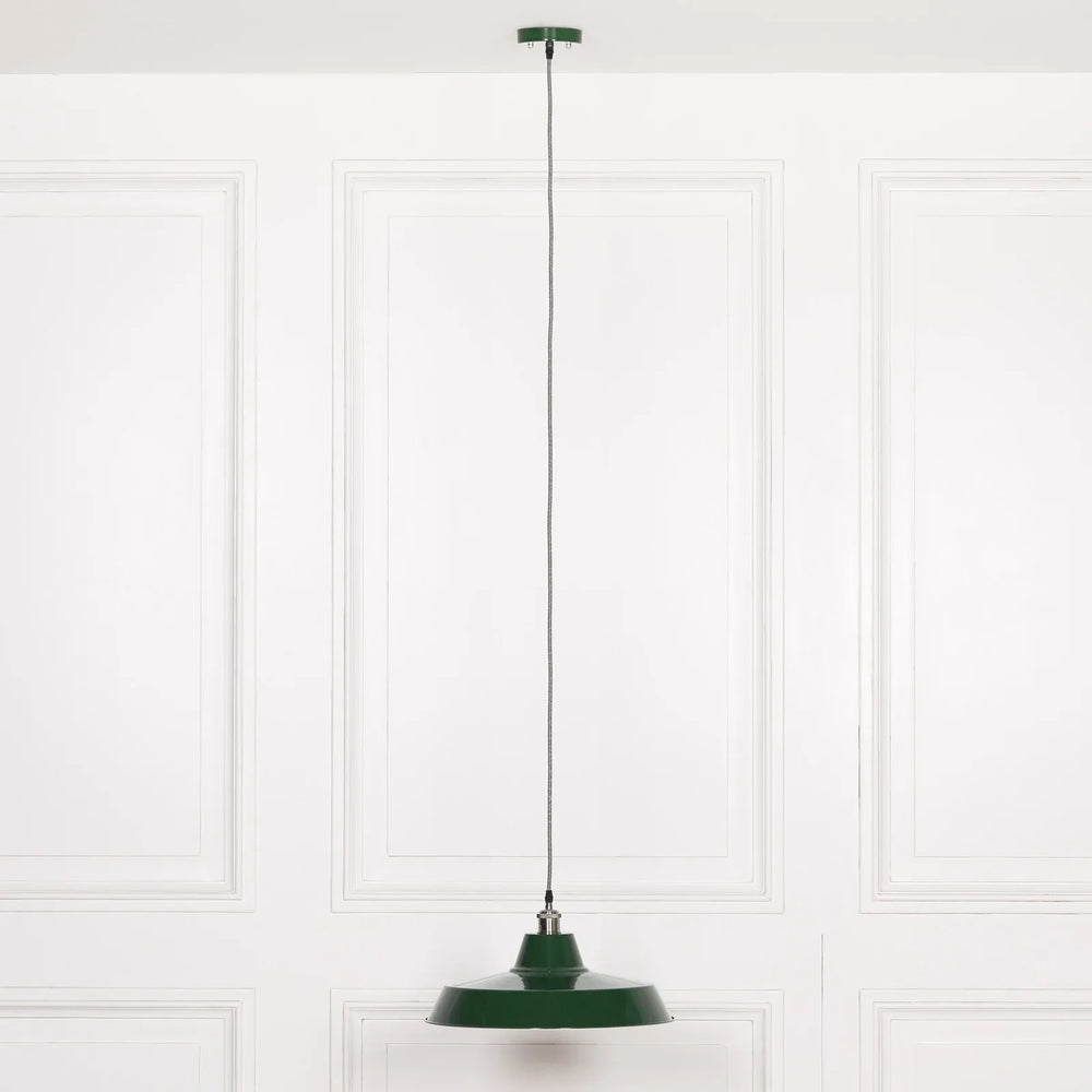 Factory Style British Green Enamel Painted 46cm Pendant Light