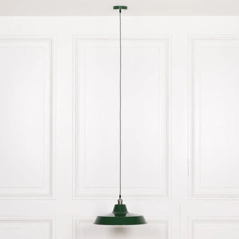 Factory Style British Green Enamel Painted 46cm Pendant Light