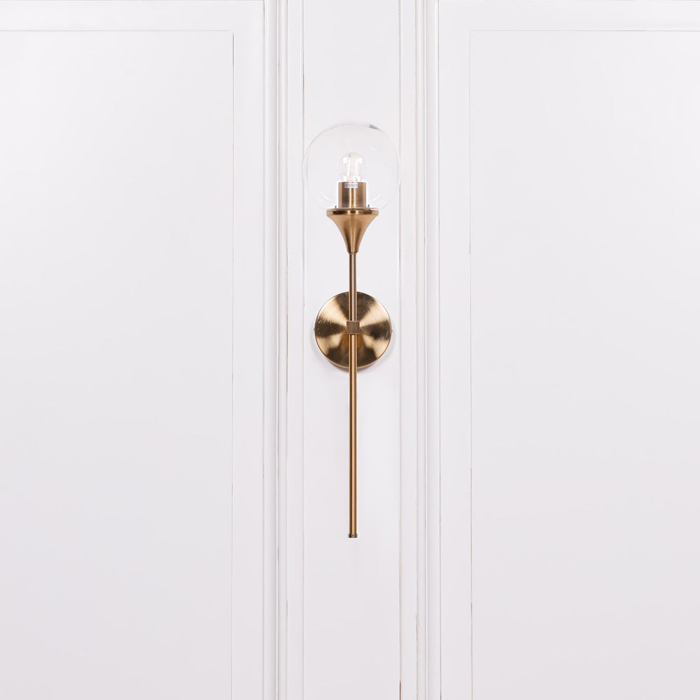 Gold Satin Deco Glass Ball Wall Light