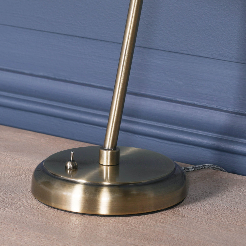 Industrial Style Satin Brass Metal Table Lamp with Shade