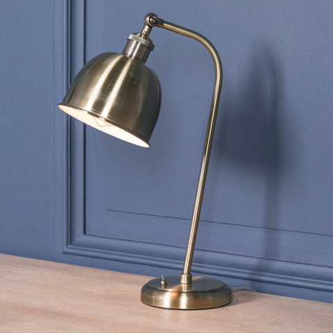 Industrial Style Satin Brass Metal Table Lamp with Shade