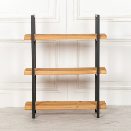 Rustic Wooden Industrial 3 Tier Bookcase Shelving