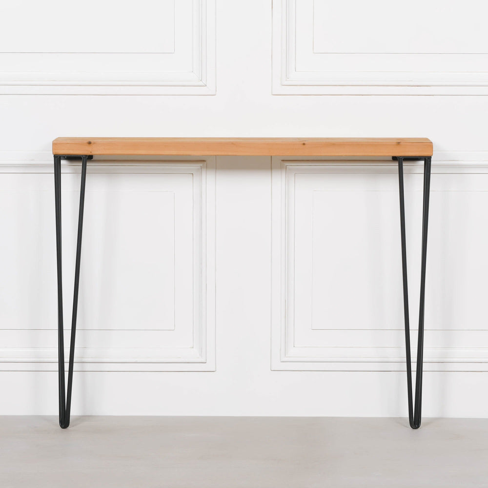 Rustic Wooden Hairpin Hall Table Console 77cm