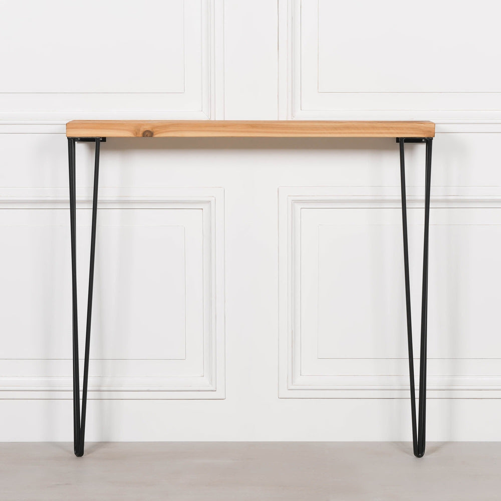 Rustic Wooden Hairpin Hall Table Console 92cm