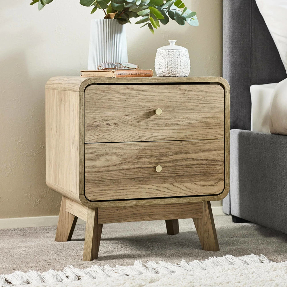 Ingrid 2 Drawer Bedside - Light Brown - ING001