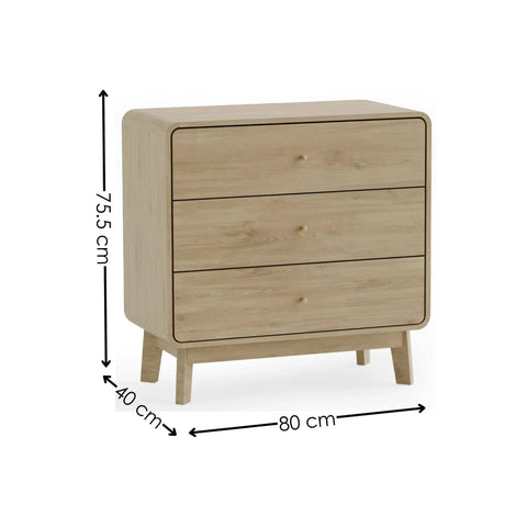 Ingrid 3 Drawer Chest - Light Brown - ING002