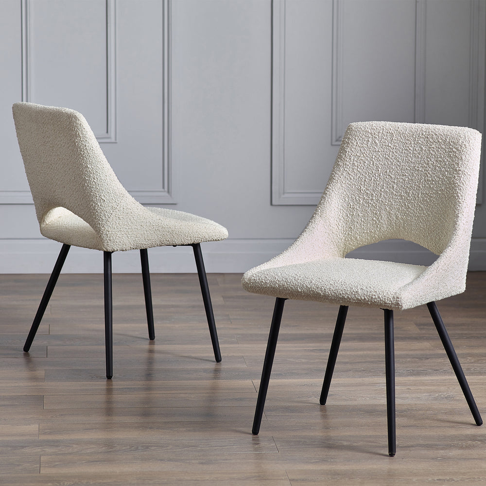 Iris Boucle Dining Chairs (Set of 2) - Ivory - IRI011