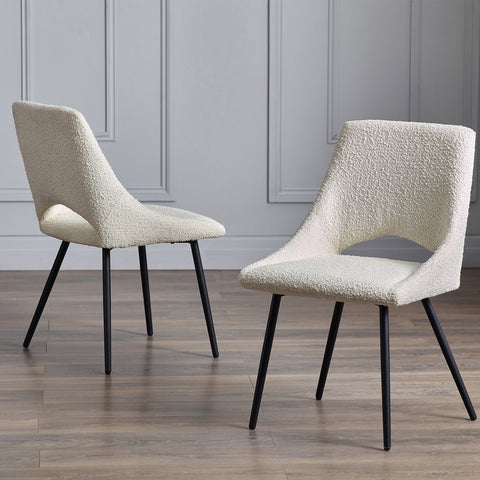 Iris Boucle Dining Chairs (Set of 2) - Ivory - IRI011