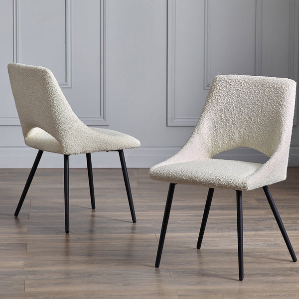 Iris Boucle Dining Chairs (Set of 2) - Ivory - IRI011