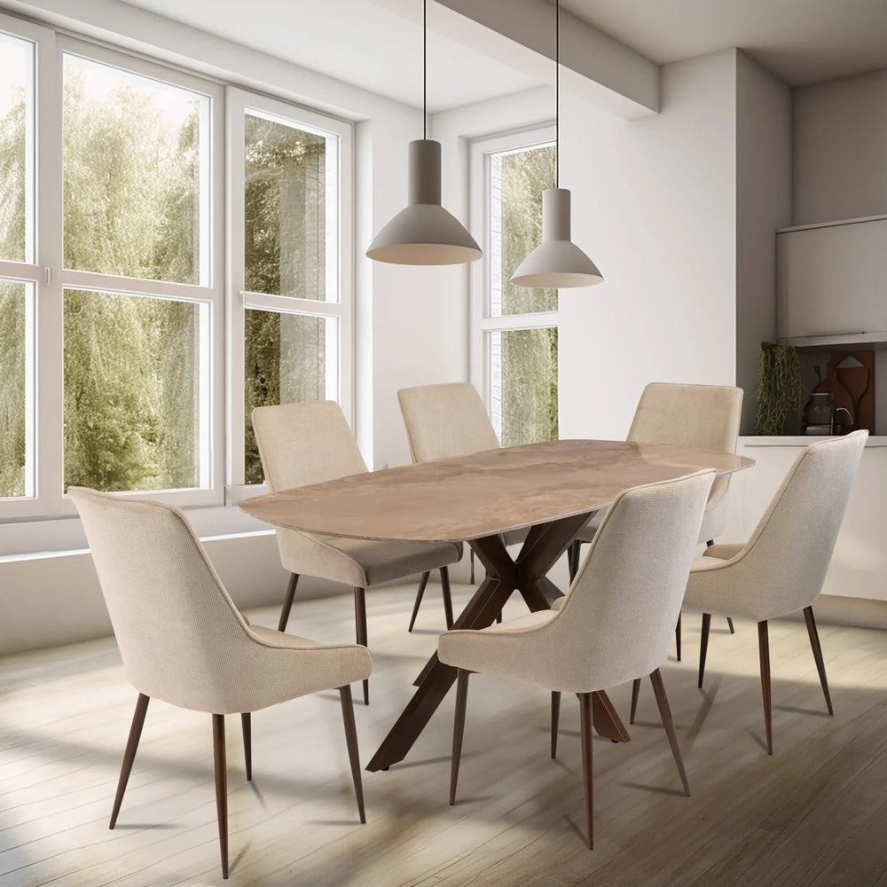 1.8m Elegant Dining Table with Wenge Legs - Agate Jade Finish