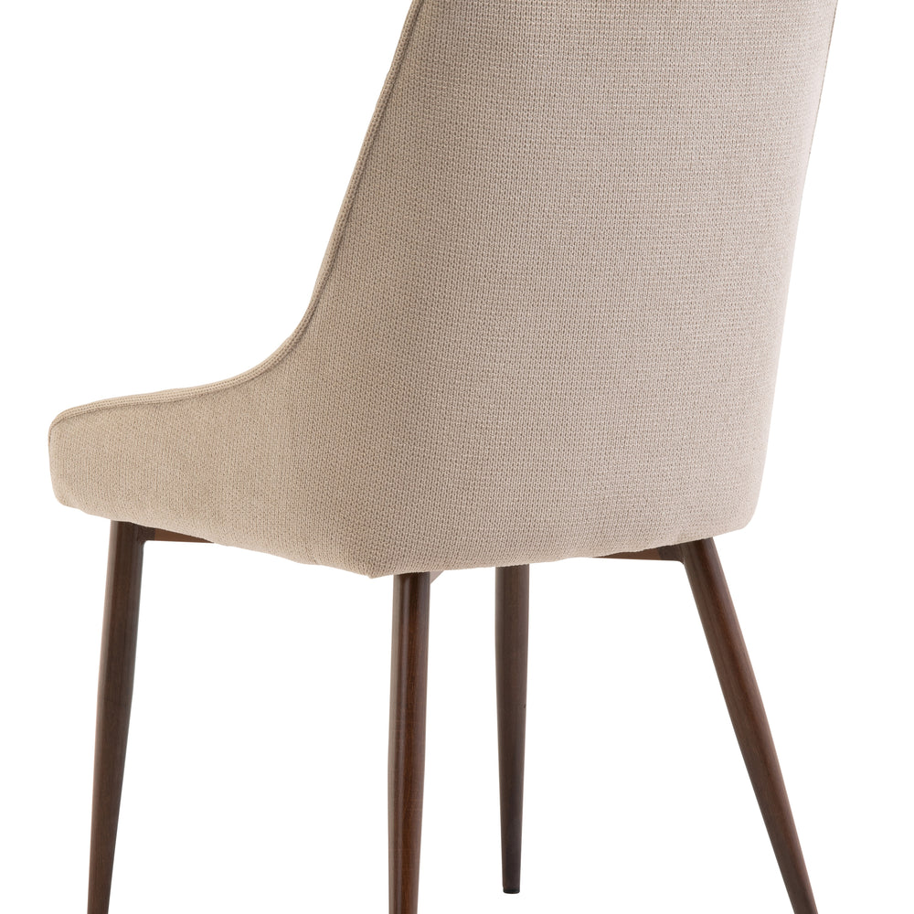 Ivory Fabric Dining Chair with Wenge Legs - Elegant Modern Design