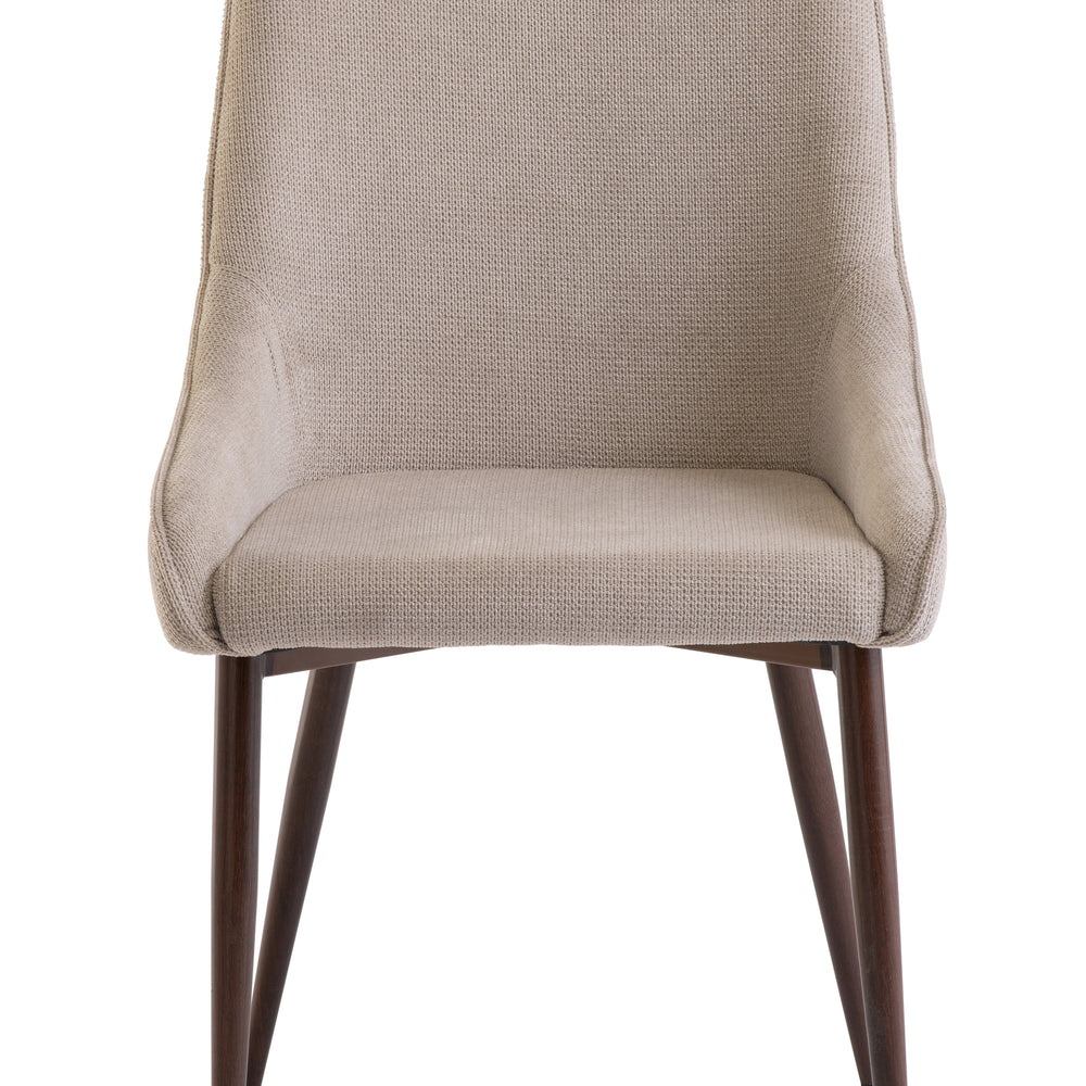Ivory Fabric Dining Chair with Wenge Legs - Elegant Modern Design