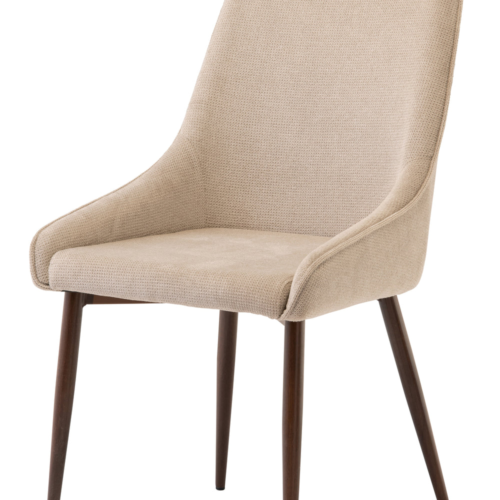 Ivory Fabric Dining Chair with Wenge Legs - Elegant Modern Design