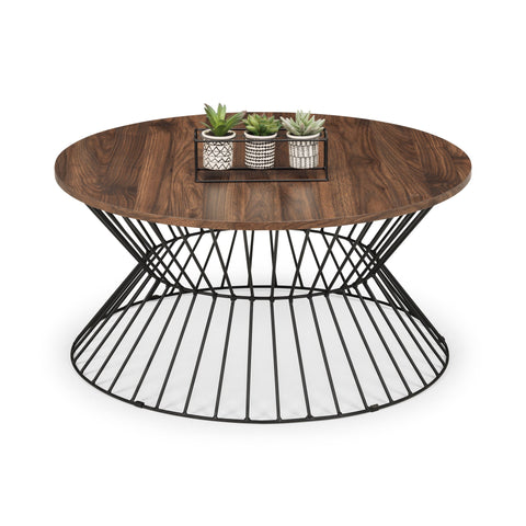 Jersey Round Wire Coffee Table - Light Brown - JER003